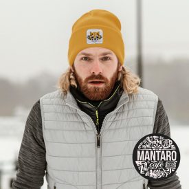 MANTARO Beanie kötött sapka - MUSTRÁRSÁRGA TIGRIS
