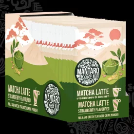   Matcha latte eper ízű tej- és zöldtea alapú italpor  - DOBOZ